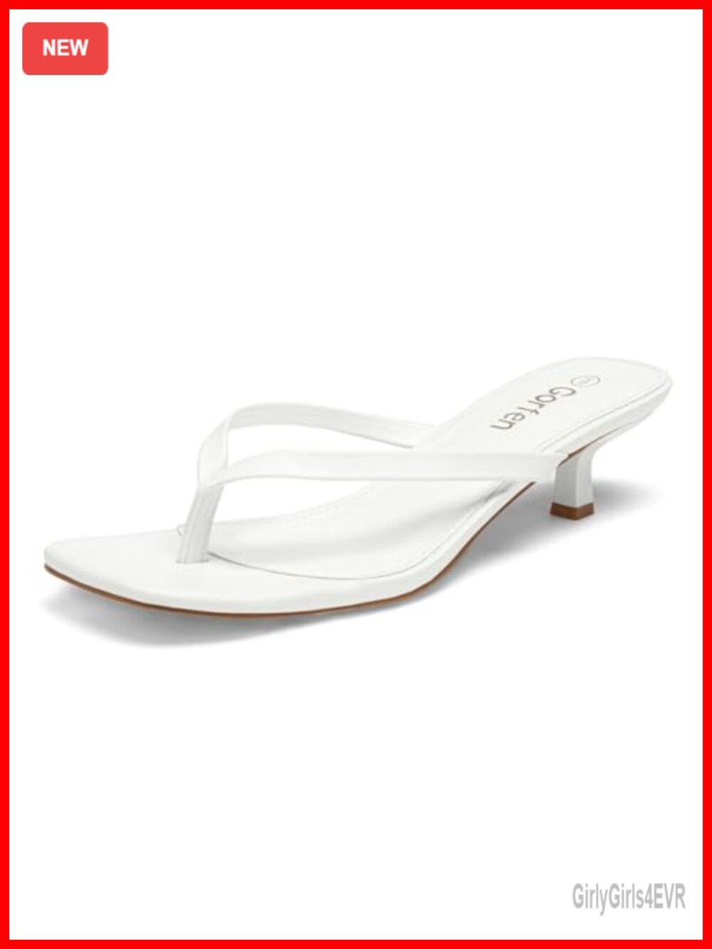 Kitten Heel Thong Sandals Square Toe PU Leather Slip On Party Dress Heels
